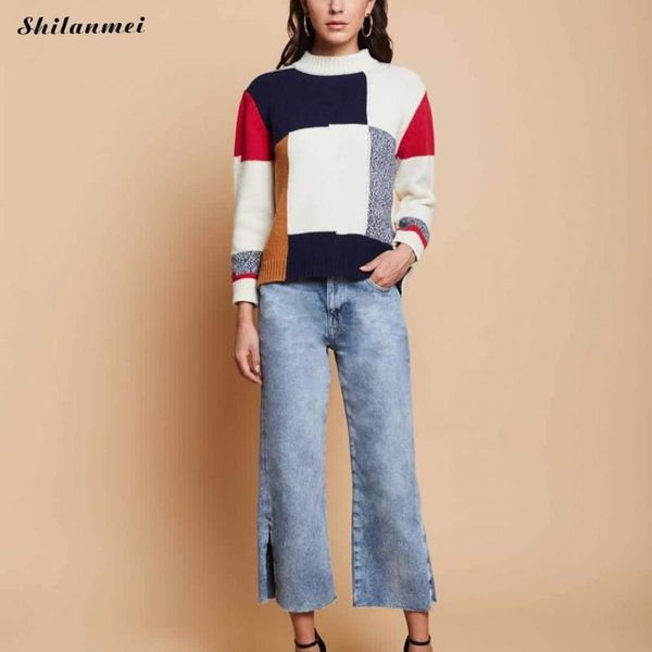 women's sweaters long sleeve o neck slim causal jumper ladies sweater autumn winter women 2021 fashion patchwork knitted pullover, White;black
women's sweaters long sleeve o neck slim causal jumper ladies sweater autumn winter women 2021 fashion patchwork knitted pullover, White;black