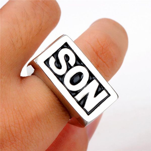 cluster rings european and american stainless steel letter son ring men's jewelry hip hop punk titanium, Golden;silver
cluster rings european and american stainless steel letter son ring men's jewelry hip hop punk titanium, Golden;silver
