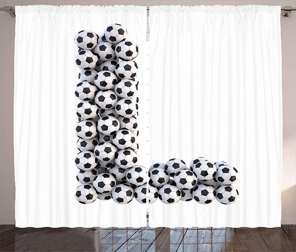 curtain & drapes letter l curtains with football theme soccer balls in vertical and horizontal order living room bedroom window