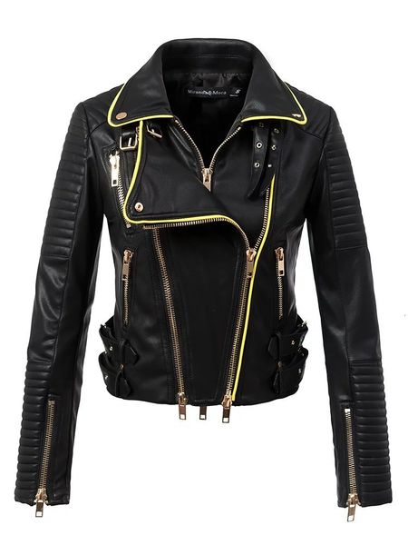 women's leather & faux women motorcyle biker jackets and coats lady slim fit turn-down collar streetwear outerwear 30l1, Black
women's leather & faux women motorcyle biker jackets and coats lady slim fit turn-down collar streetwear outerwear 30l1, Black