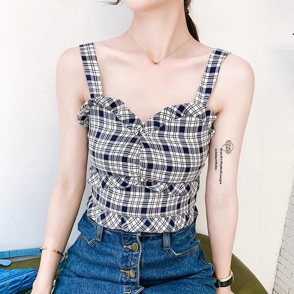 women's tanks & camis summer 2021 french retro plaid short camisole bottoming crop ruffle sleeveless fashon 105j, White
women's tanks & camis summer 2021 french retro plaid short camisole bottoming crop ruffle sleeveless fashon 105j, White