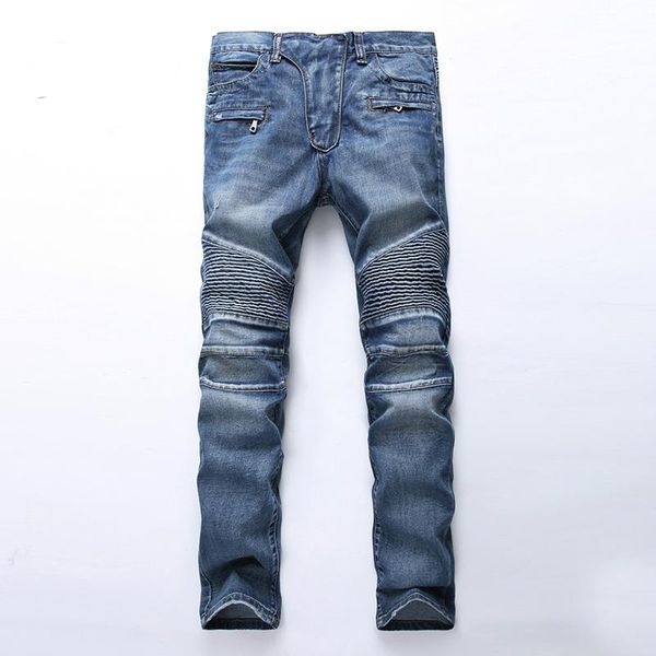 men's jeans 2021 euro american foreign trade light pleated slim straight zipper decorative motorcycle pants, Blue
men's jeans 2021 euro american foreign trade light pleated slim straight zipper decorative motorcycle pants, Blue
