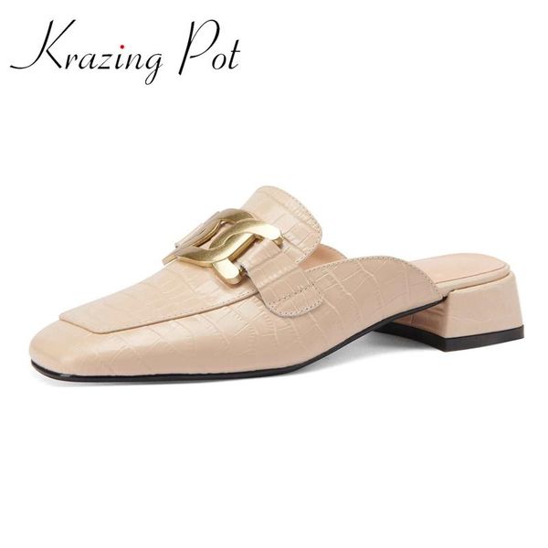 sandals krazing pot plus size genuine leather square toe low heel metal fasteners european style slip on summer women shoes l7f1, Black
sandals krazing pot plus size genuine leather square toe low heel metal fasteners european style slip on summer women shoes l7f1, Black