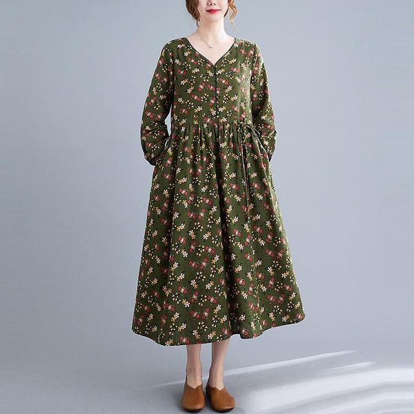 casual dresses women cotton linen dress arrival 2021 autumn vintage style v-neck floral print ladies elegant a-line long b1269, Black;gray
casual dresses women cotton linen dress arrival 2021 autumn vintage style v-neck floral print ladies elegant a-line long b1269, Black;gray