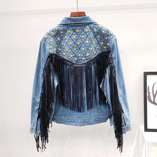 women's jackets european street jeans woman 2021 autumn rivet tassel red denim coat female cool jacket women, Black;brown
women's jackets european street jeans woman 2021 autumn rivet tassel red denim coat female cool jacket women, Black;brown