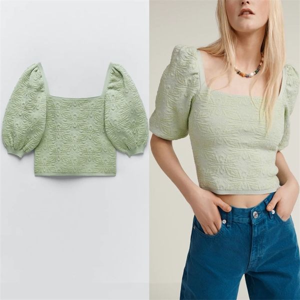 jacquard knit cropped sweater women short puff sleeve elastic green pullover woman chic spring knitted 210524, White
jacquard knit cropped sweater women short puff sleeve elastic green pullover woman chic spring knitted 210524, White