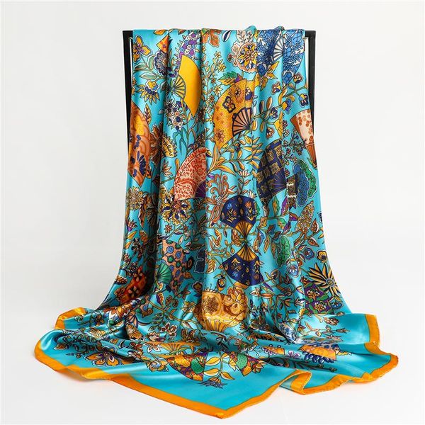 scarves 2021 women silk scarf lady hair band female large head hijab wraps and shawl foulard neckerchief square bandana, Blue;gray
scarves 2021 women silk scarf lady hair band female large head hijab wraps and shawl foulard neckerchief square bandana, Blue;gray