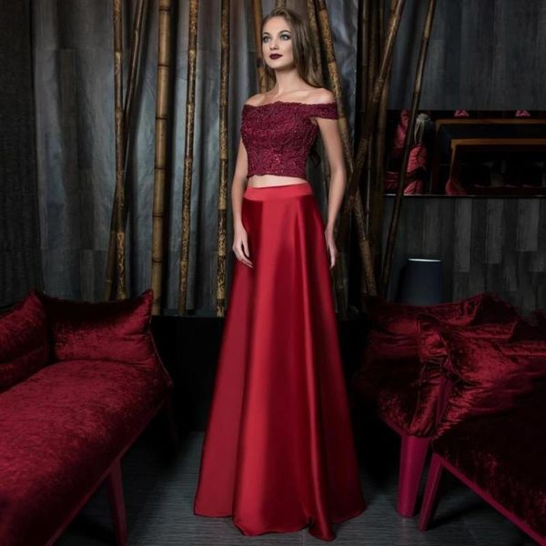 party dresses women elegant two piece evening dress a-line lace appliques off the shoulder satin prom gowns zipper back, White;black
party dresses women elegant two piece evening dress a-line lace appliques off the shoulder satin prom gowns zipper back, White;black
