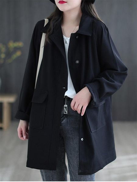 women's trench coats female mid-length thin windbreaker women black turn-down collar loose long sleeve solid color retro jacket with po, Tan;black
women's trench coats female mid-length thin windbreaker women black turn-down collar loose long sleeve solid color retro jacket with po, Tan;black