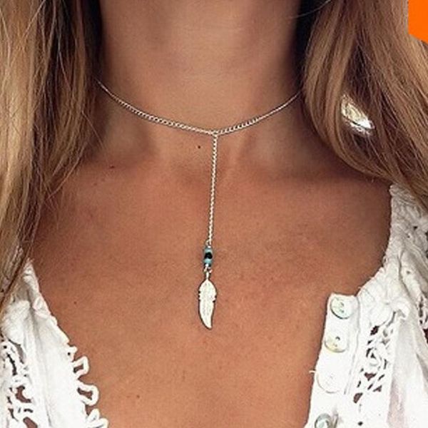 pendant necklaces bohemian retro feather tassel necklace creative hand beaded natural stone women's chain fashion party jewelry girl gi, Silver
pendant necklaces bohemian retro feather tassel necklace creative hand beaded natural stone women's chain fashion party jewelry girl gi, Silver