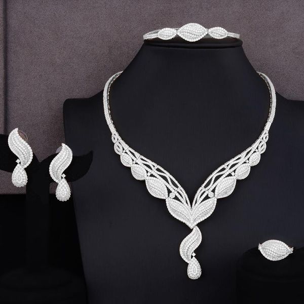 earrings & necklace larrauri 4pcs luxury women jewelry sets nigerian wedding naija bride cubic zirconia dubai dress, Silver
earrings & necklace larrauri 4pcs luxury women jewelry sets nigerian wedding naija bride cubic zirconia dubai dress, Silver