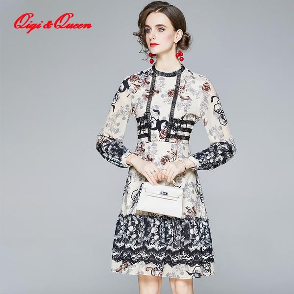 casual dresses qiqi&queen arrival vestidos runway printed chiffon dress ladies vintage elegant slim women work evening party, Black;gray
casual dresses qiqi&queen arrival vestidos runway printed chiffon dress ladies vintage elegant slim women work evening party, Black;gray