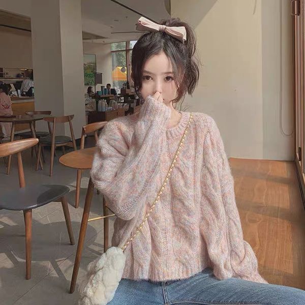 net red sweater women lazy winter 2021 new base loose and thin college wind mohair all match sweater, White;black
net red sweater women lazy winter 2021 new base loose and thin college wind mohair all match sweater, White;black
