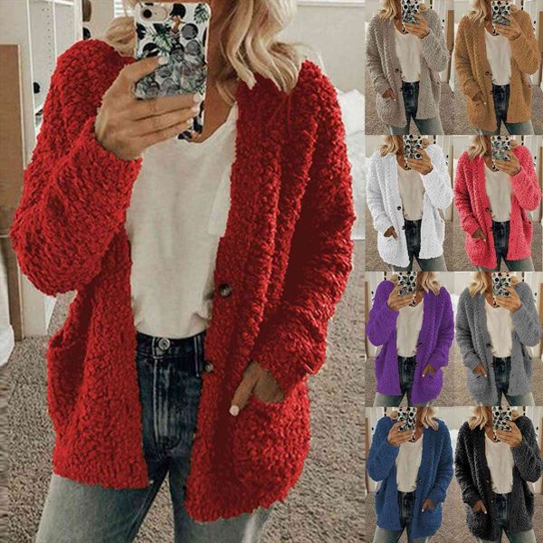 simple women casual sweater plus size plush wool warm pockets outerwear buttons cardigan coat 21707, White;black
simple women casual sweater plus size plush wool warm pockets outerwear buttons cardigan coat 21707, White;black