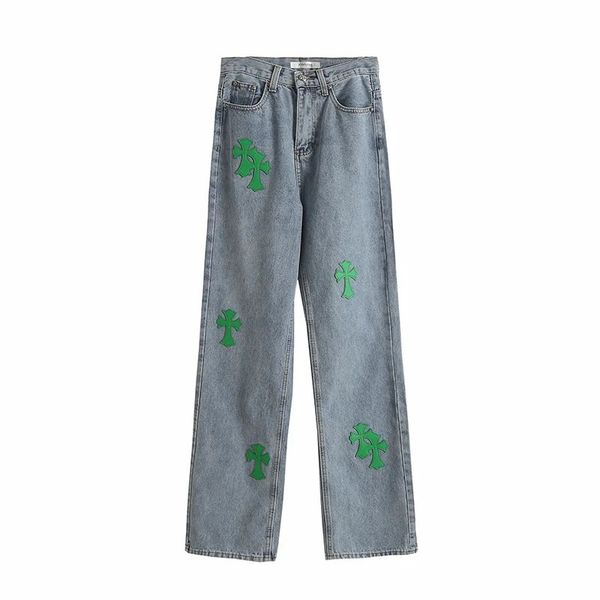 crosin 2020 new fashion green cross women's high waist loose thin straight jeans, White;black
crosin 2020 new fashion green cross women's high waist loose thin straight jeans, White;black