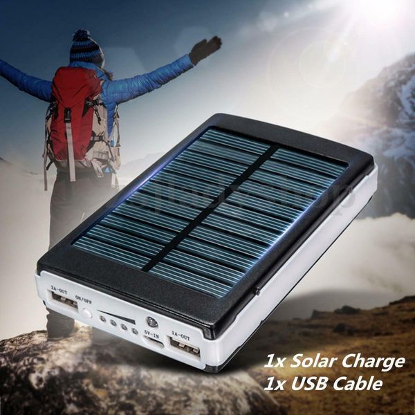 99000mah solar power bank 2 usb portable pack charger phone battery camping