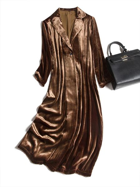 women's trench coats gold velvet windbreaker coat mulberry silk real texture explosion shed long female, Tan;black
women's trench coats gold velvet windbreaker coat mulberry silk real texture explosion shed long female, Tan;black