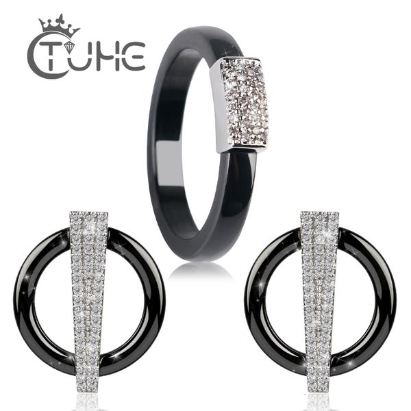jewelry sets luxury shinny bling cz u shape stud earrings rings set fashion round rhinestone ceramic wedding gift, Black
jewelry sets luxury shinny bling cz u shape stud earrings rings set fashion round rhinestone ceramic wedding gift, Black