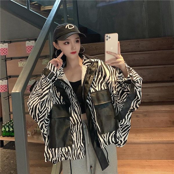 autumn leather jacket women korean loose zebra pattern stitching personalized big pocket coat streetwear fashion outwear women's jacket, Black;brown
autumn leather jacket women korean loose zebra pattern stitching personalized big pocket coat streetwear fashion outwear women's jacket, Black;brown