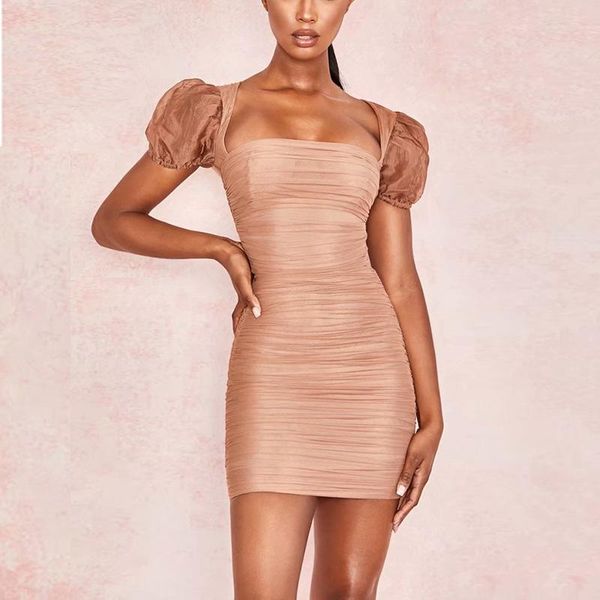 casual dresses short sleeve pleated dress women square collar night club party mini ladies bodycon summer 2021, Black;gray
casual dresses short sleeve pleated dress women square collar night club party mini ladies bodycon summer 2021, Black;gray