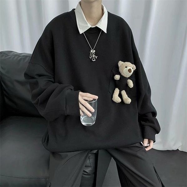 men's fashion removable bear hoodies cotton casual sweatshirts round neck masculino pullovers streetwear loose coats s-xl 211014, Black
men's fashion removable bear hoodies cotton casual sweatshirts round neck masculino pullovers streetwear loose coats s-xl 211014, Black
