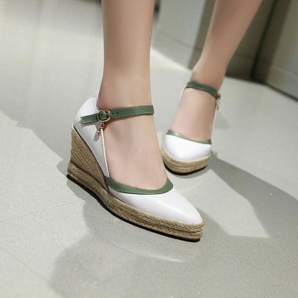 women wedge platform high heels sandals weaving bordered ankle strap fashion office lady party shoes plus size 34-43, Black
women wedge platform high heels sandals weaving bordered ankle strap fashion office lady party shoes plus size 34-43, Black