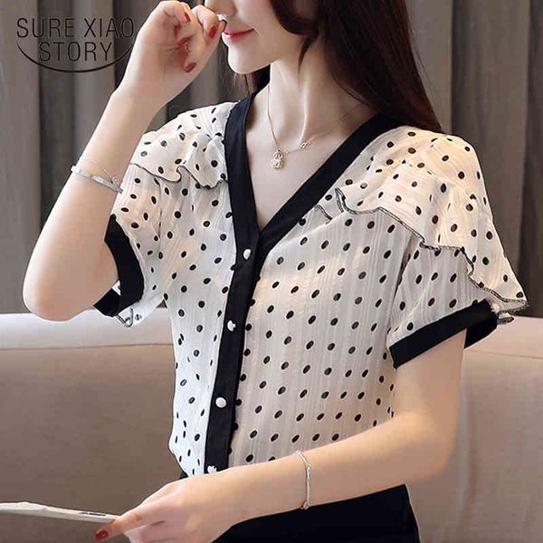 blusas mujer summer short-sleeve v-neck polka dot chiffon blouse women korean style ruffle women's shirts 8978 50 210415, White
blusas mujer summer short-sleeve v-neck polka dot chiffon blouse women korean style ruffle women's shirts 8978 50 210415, White