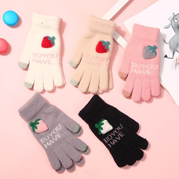 five fingers gloves women autumn winter woolen warm thick lovely embroidery strawberry outdoor sports skiing mittens, Blue;gray
five fingers gloves women autumn winter woolen warm thick lovely embroidery strawberry outdoor sports skiing mittens, Blue;gray