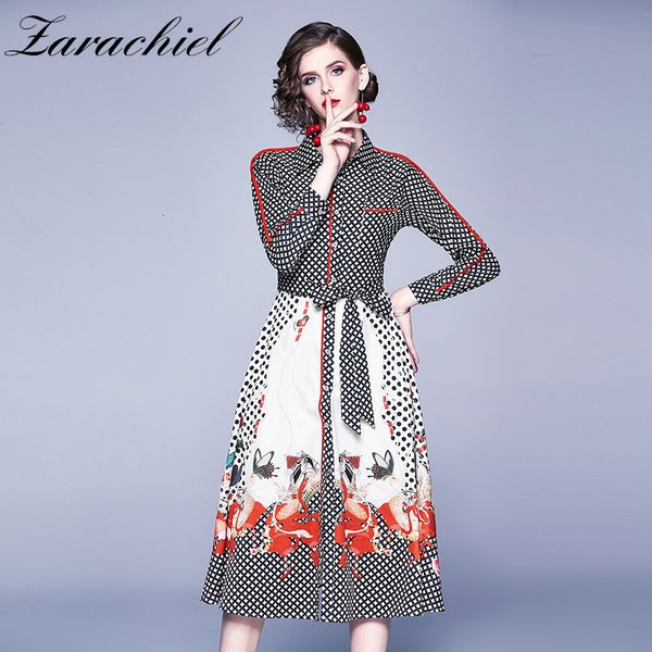 dresses spring fashion runway retro dot printed shirt women's long sleeve belted vintage print holiday midi, Black;gray
dresses spring fashion runway retro dot printed shirt women's long sleeve belted vintage print holiday midi, Black;gray