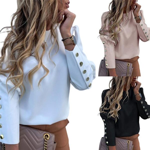 women's blouses & shirts 2021 work wear women long sleeve back metal buttons shirt casual o neck printed fall blouse, White
women's blouses & shirts 2021 work wear women long sleeve back metal buttons shirt casual o neck printed fall blouse, White