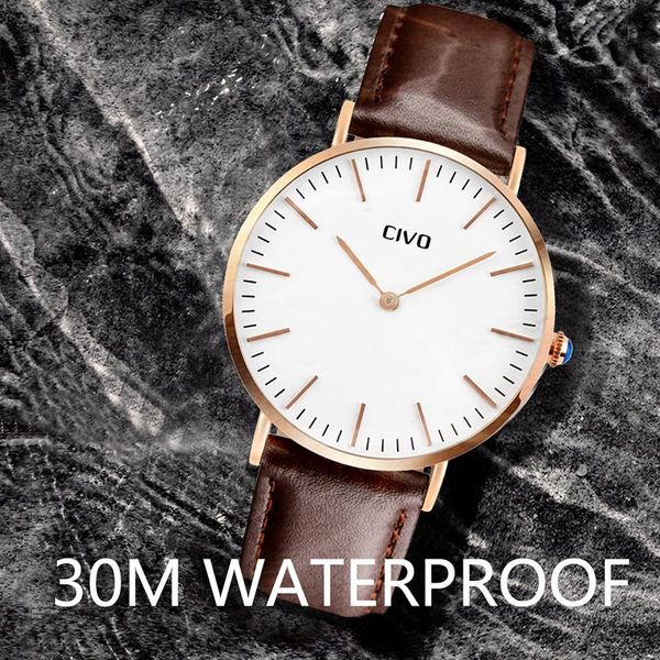 wristwatches civo watch waterproof quartz wristwatch simple classic design genuine leather analogue ultra thin, Slivery;brown
wristwatches civo watch waterproof quartz wristwatch simple classic design genuine leather analogue ultra thin, Slivery;brown