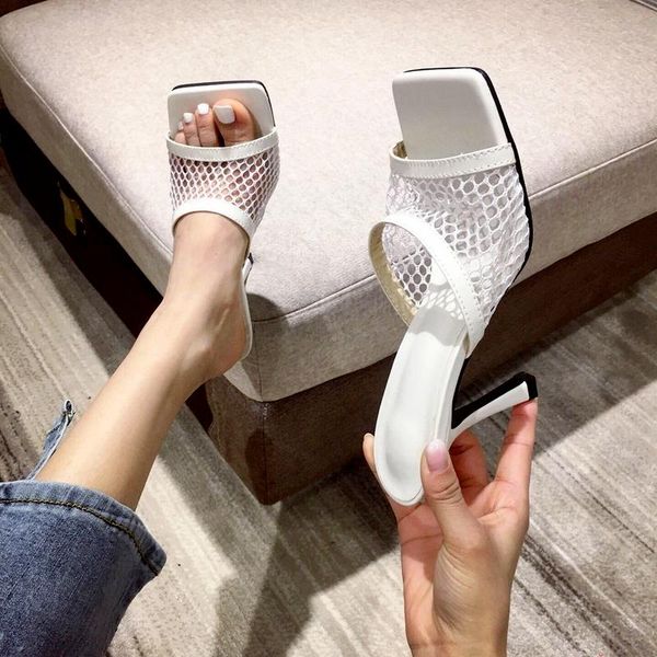 slippers 2021 pu square head peep toe high heel mesh summer fashion slip on thin heels slides women mules party, Black
slippers 2021 pu square head peep toe high heel mesh summer fashion slip on thin heels slides women mules party, Black