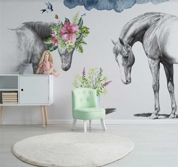 customized large mural wallpaper nordic creative flowers black and white couple horse tv background wall covering wallpapers
customized large mural wallpaper nordic creative flowers black and white couple horse tv background wall covering wallpapers