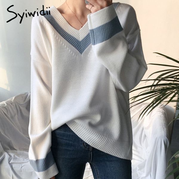 syiwidii sweater women autumn winter v neck pullovers sweaters patchwork cute loose harajuku clothing for women white black 210417
syiwidii sweater women autumn winter v neck pullovers sweaters patchwork cute loose harajuku clothing for women white black 210417