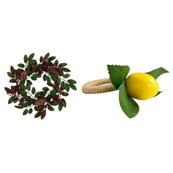 1x artificial foam berry wreath 40cm christmas & 10pcs napkin rings yellow faux with vine ring
1x artificial foam berry wreath 40cm christmas & 10pcs napkin rings yellow faux with vine ring