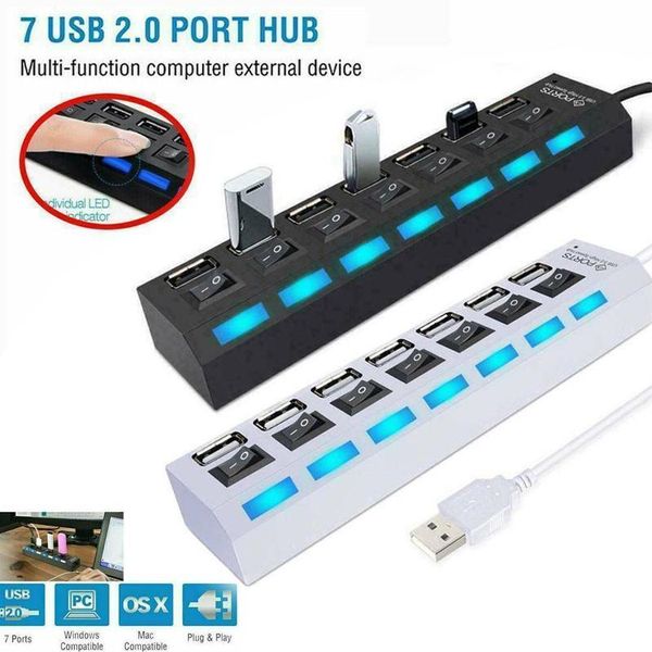 hubs 7 ports led usb 2.0 adapter hub power on/off switch for pc lapsplitter charger
hubs 7 ports led usb 2.0 adapter hub power on/off switch for pc lapsplitter charger
