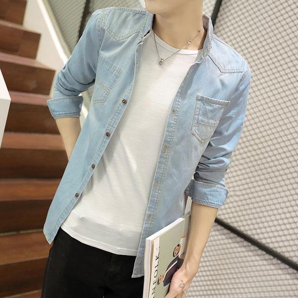 men's casual shirts men clothing 2021 thin cotton denim shirt long-sleeved young slim fit korean camisas para hombre, White;black
men's casual shirts men clothing 2021 thin cotton denim shirt long-sleeved young slim fit korean camisas para hombre, White;black