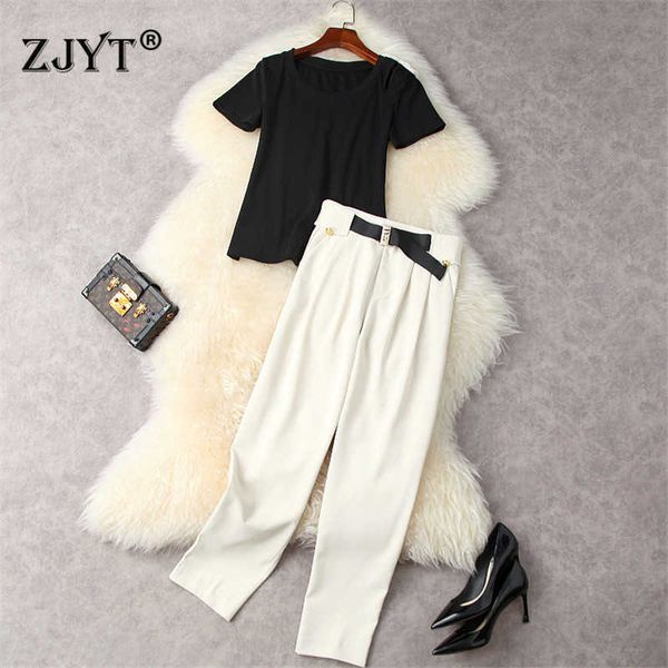 summer harem pants suit 2 piece clothing set women designers fashion pearls epaulet t-shirt+trousers office lady casual outfit 210601, White
summer harem pants suit 2 piece clothing set women designers fashion pearls epaulet t-shirt+trousers office lady casual outfit 210601, White
