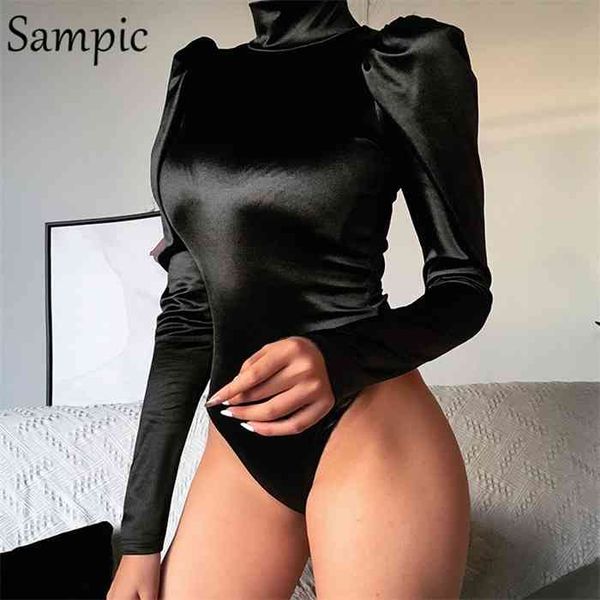 sampic women casual stain turtleneck long puff sleeve bodysuit black ribbed female fashion party short romper bodysuit, Black;white
sampic women casual stain turtleneck long puff sleeve bodysuit black ribbed female fashion party short romper bodysuit, Black;white