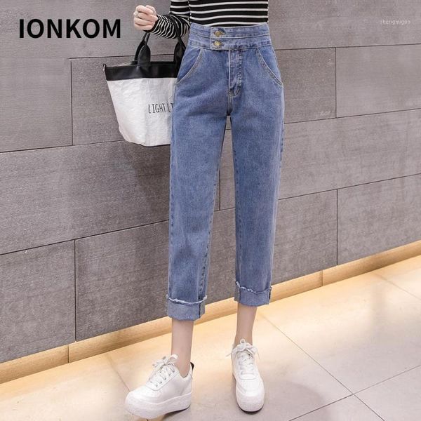 women's jeans ionkom women high waist pants casual trousers for ladies button zipper carrot denim loose ankle-length crimping, Blue
women's jeans ionkom women high waist pants casual trousers for ladies button zipper carrot denim loose ankle-length crimping, Blue