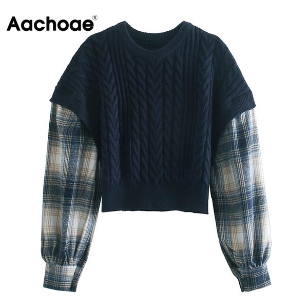 aachoae fashion patchwork knitted copped sweater women o neck plaid long sleeve pullover vintage ladies casual jumpers 210413, White;black
aachoae fashion patchwork knitted copped sweater women o neck plaid long sleeve pullover vintage ladies casual jumpers 210413, White;black