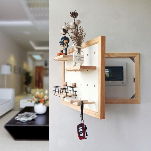 hooks & rails nordic solid wood decorative hole board fashion creative living room shelf multi-functional porch storage rack with key hook
hooks & rails nordic solid wood decorative hole board fashion creative living room shelf multi-functional porch storage rack with key hook