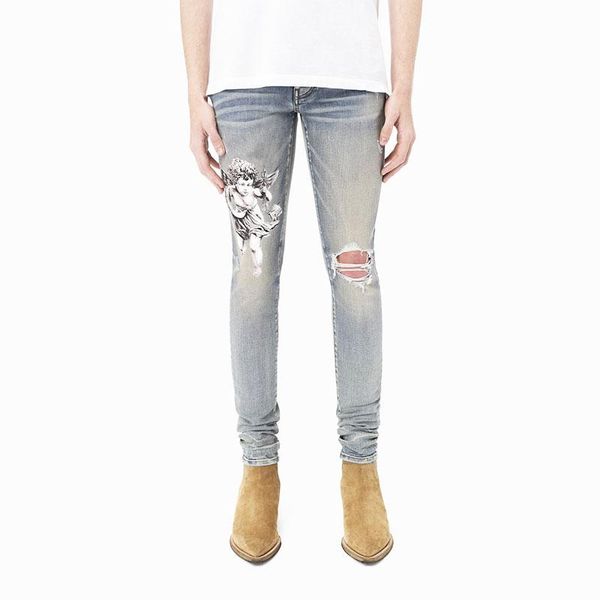 men's jeans american street style fashion men retro light blue elastic slim fit ripped printed designer hip hop denim pants
men's jeans american street style fashion men retro light blue elastic slim fit ripped printed designer hip hop denim pants