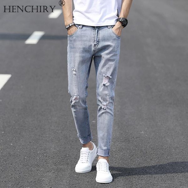 brand style men's fashion bottoms ripped jeans menswear basic tapered casual pants dropshopping qc183 a, Blue
brand style men's fashion bottoms ripped jeans menswear basic tapered casual pants dropshopping qc183 a, Blue