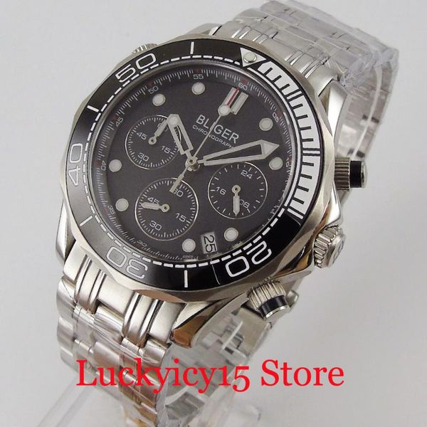wristwatches bliger quartz men wristwatch sapphire glass rotating bezel stainless steel band ceramic, Slivery;brown
wristwatches bliger quartz men wristwatch sapphire glass rotating bezel stainless steel band ceramic, Slivery;brown