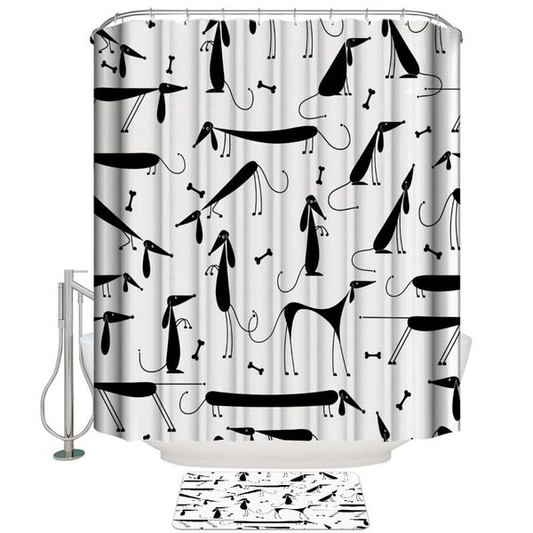 dog canine black and white stick figure shower curtain with hooks doormat bath floor mat waterproof polyester curtains
dog canine black and white stick figure shower curtain with hooks doormat bath floor mat waterproof polyester curtains