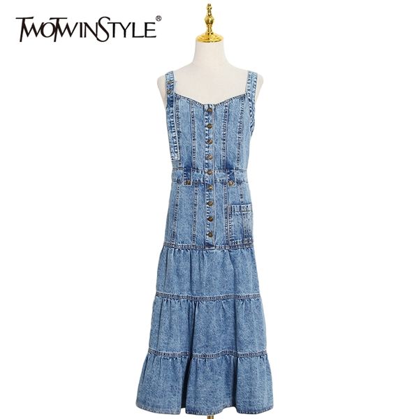 casual denim women dress square collar sleeveless high waist sling midi dresses female fashion clothing 210520, Black;gray
casual denim women dress square collar sleeveless high waist sling midi dresses female fashion clothing 210520, Black;gray