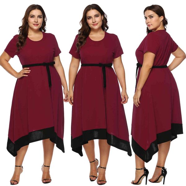 women's plus size large fat woman's bandage bow stitching swing irregular a11002
women's plus size large fat woman's bandage bow stitching swing irregular a11002