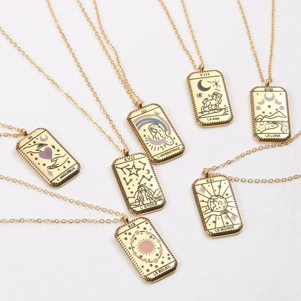 pendant necklaces allme unique design multiple moon and lion painting necklace for women gold color titanium steel wholesale, Silver
pendant necklaces allme unique design multiple moon and lion painting necklace for women gold color titanium steel wholesale, Silver