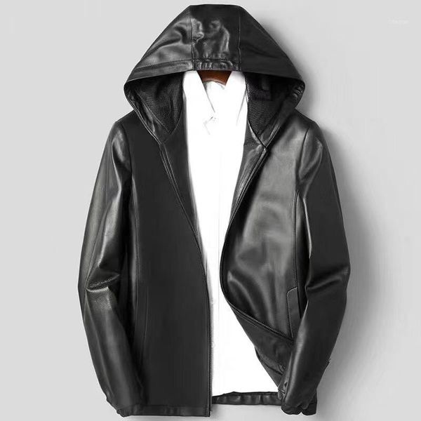 men's leather men's & faux mens jacket sheepskin collar business men natural high-quality hooded coat h55, Black
men's leather men's & faux mens jacket sheepskin collar business men natural high-quality hooded coat h55, Black
